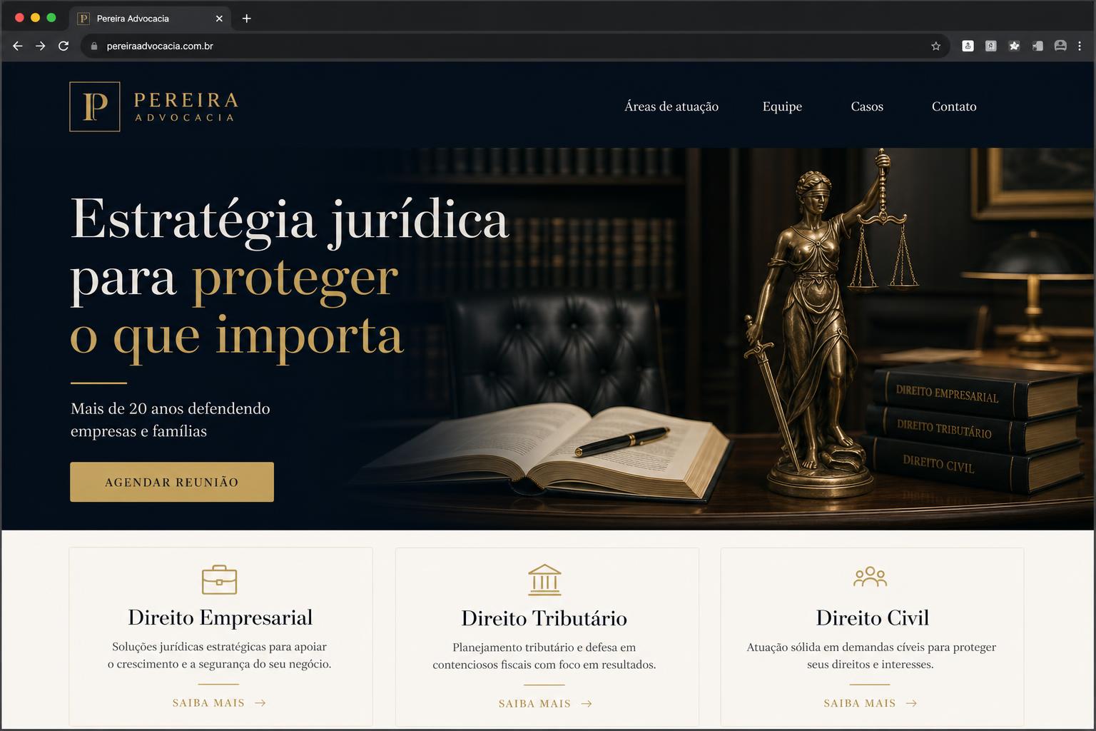 Site do projeto Pereira Advocacia desenvolvido pela Site24