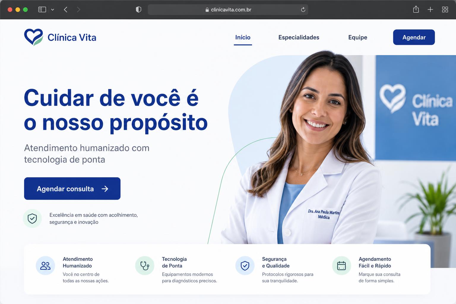 Site do projeto Clínica Vita desenvolvido pela Site24